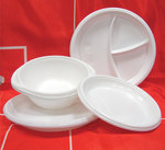 Тарелка двухсекционная пластиковая, d=205мм, (100 шт), белая