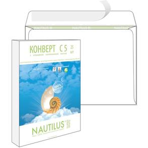 Конверты Nautilus,ЭКО, С5(162х229мм), стрип,80г, 25шт/уп