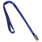 Шнурок для беджей BRAUBERG, 45 см, металлический клип, синяя